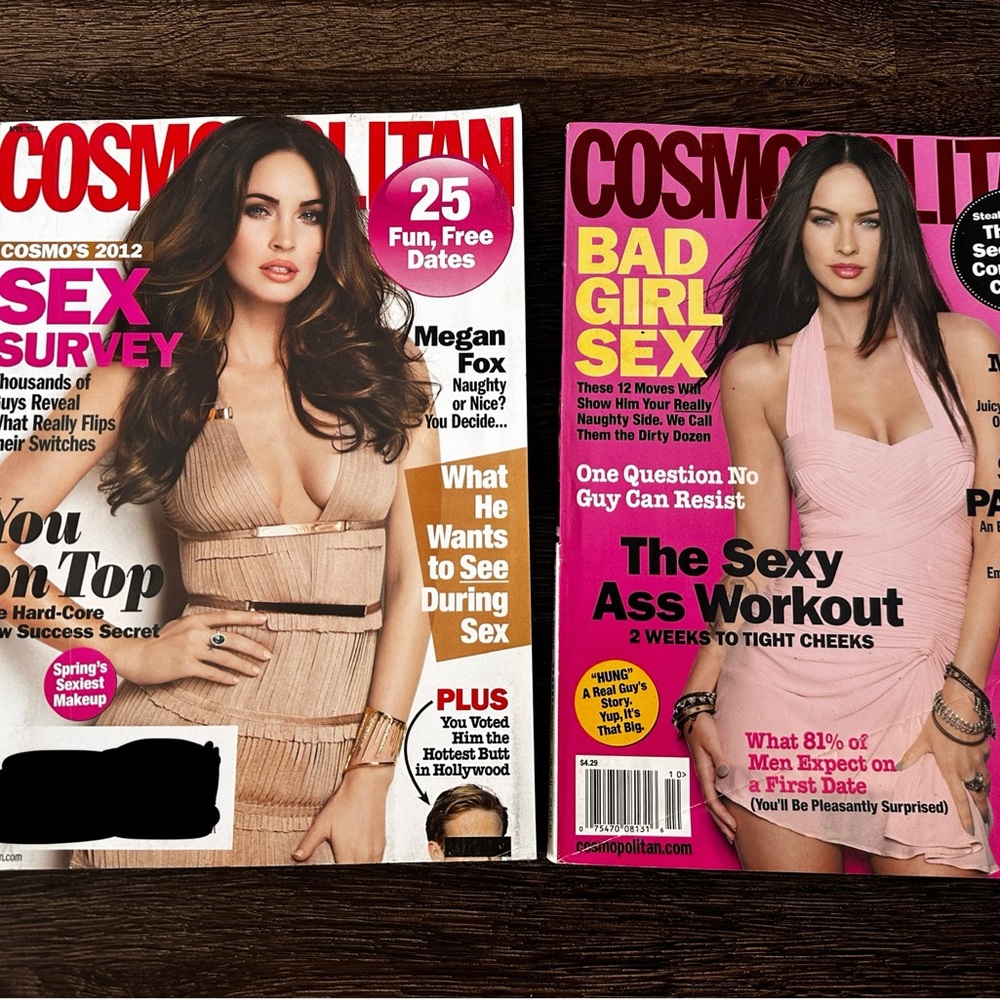 Cosmopolitan Magazine October 2009 & April 2012 lot Megan Fox Cover naughty nice